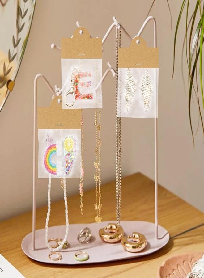 Zenomia Paper Jewelry Package Bags with Kraft Hanging Cards Small Business, Hanging Display Cards, Bracelet, Earring, Keychain, Brown 50pcs(3.14x2.36in) - Image 4